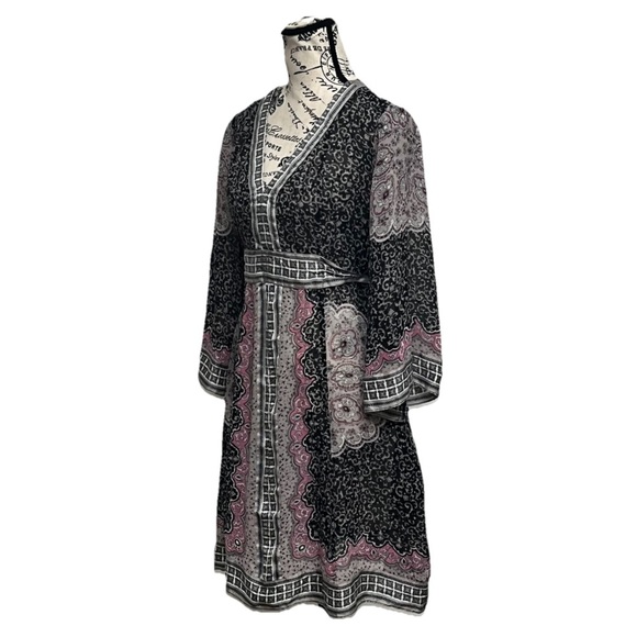 INC, Women's Paisley Silk Kimono Mini Dress Patchwork Boho Hippie Sheer Beach 10 - Picture 2 of 8